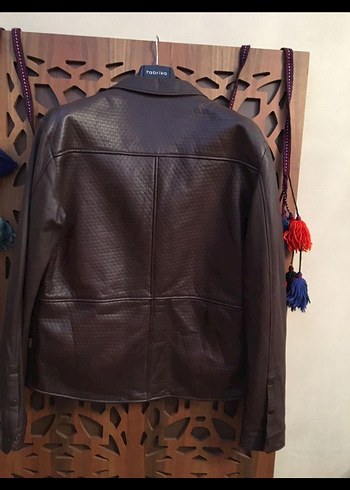 Network Kahverengi Deri Erkek Ceket - Görsel 3