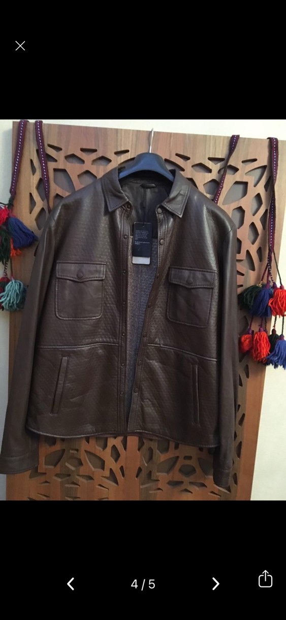 Network Kahverengi Deri Erkek Ceket - Görsel 4