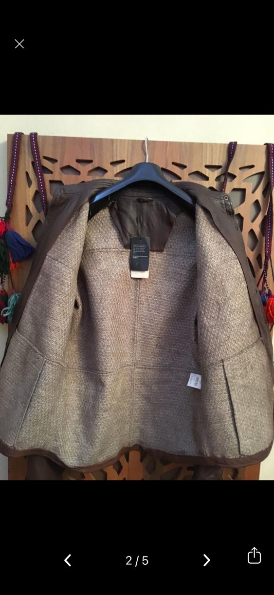 Network Kahverengi Deri Erkek Ceket - Görsel 2