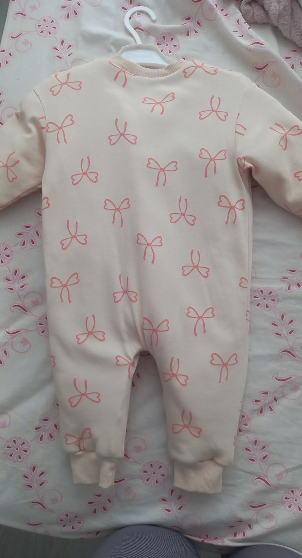 Bebek Kız Tulum Beyaz Fiyonklu e bebek - Görsel 3