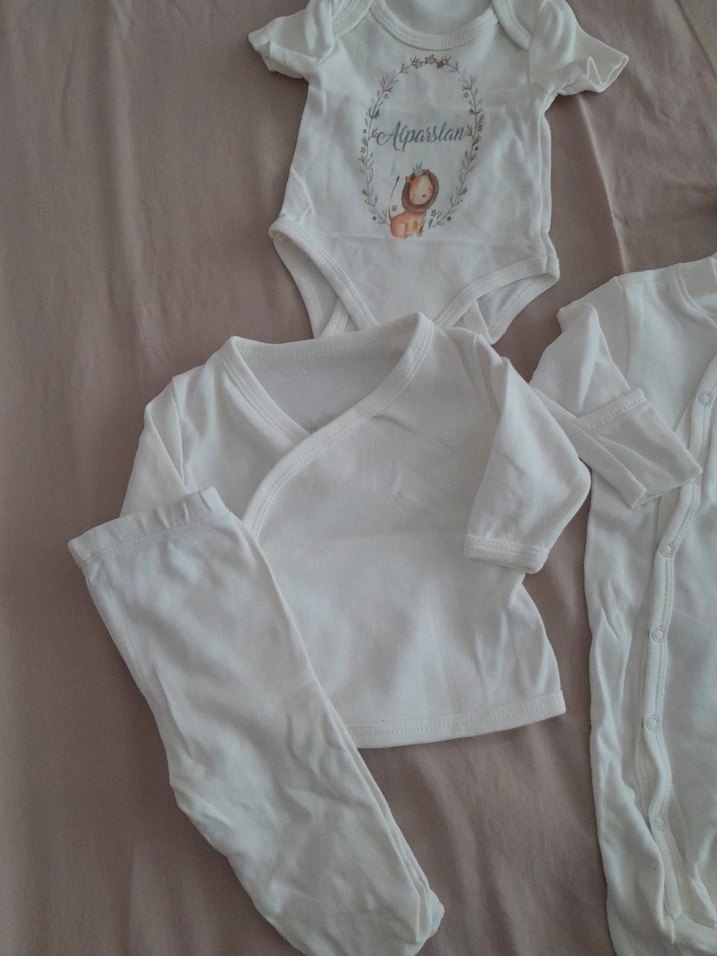 Bebek Erkek Beyaz Pamuklu Bohem Takım - Görsel 4
