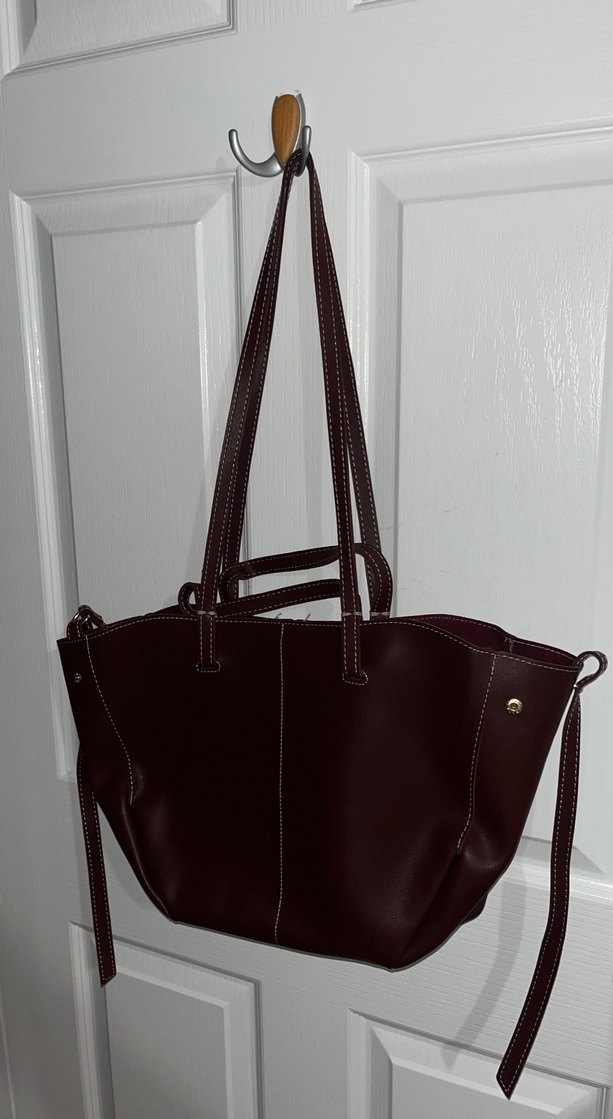 Bordo Deri Kadın Çanta - Görsel 3