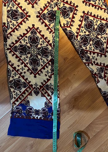 Bohem Çok Renkli Desenli Midi Kadın Pantolon - Görsel 2