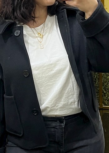 Zara siyah kalın ceket - Görsel 2