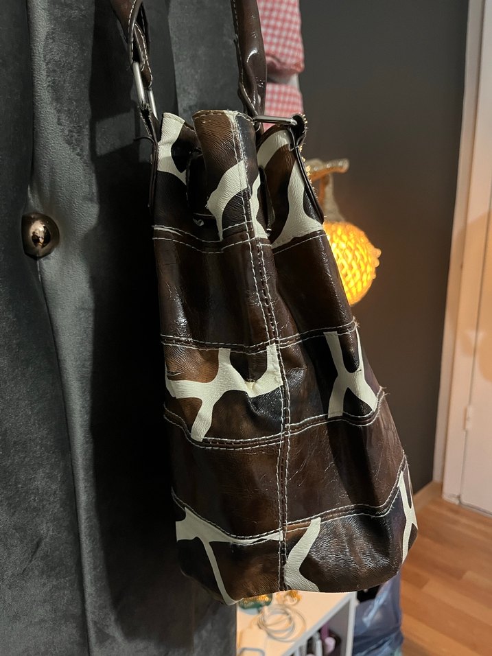 Kahverengi Zebra Desenli Deri Kadın Çanta - Görsel 2