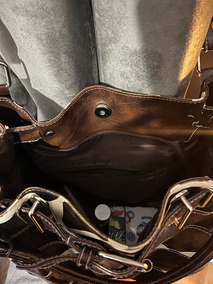 Kahverengi Zebra Desenli Deri Kadın Çanta - Görsel 4