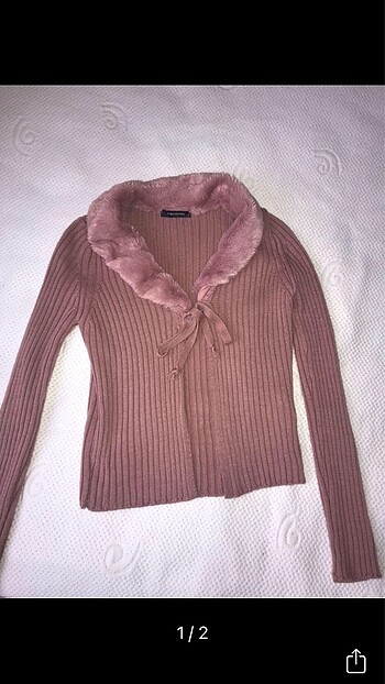 Peluş yaka hırka