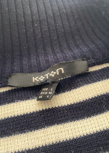 Düğmeli Midi hırka# kadın # lacivert-beyaz çizgili - Görsel 3