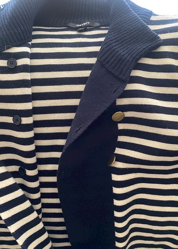 Düğmeli Midi hırka# kadın # lacivert-beyaz çizgili - Görsel 4