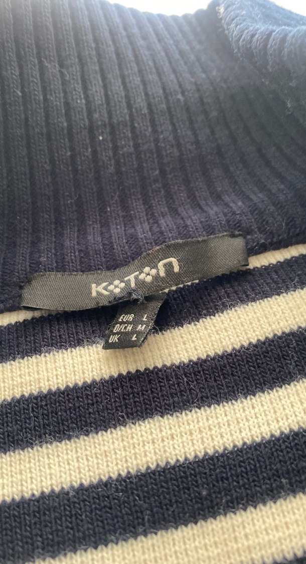 Düğmeli Midi hırka# kadın # lacivert-beyaz çizgili - Görsel 3