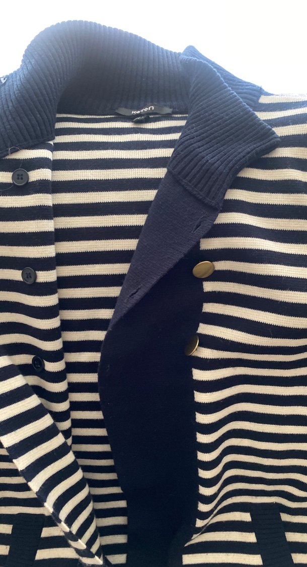 Düğmeli Midi hırka# kadın # lacivert-beyaz çizgili - Görsel 4