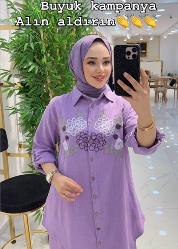 Mor Nakışlı Uzun Kollu Kadın Takım - Görsel 2