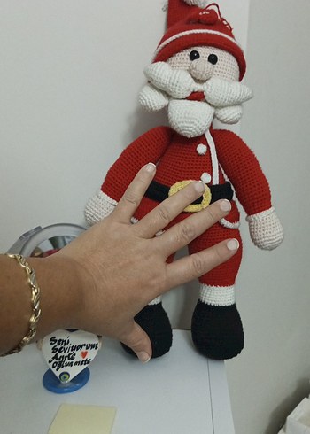 Renkli Kırmızı Amigurumi Noel Baba Figürü - Görsel 2