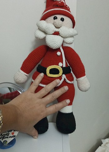 Renkli Kırmızı Amigurumi Noel Baba Figürü - Görsel 3