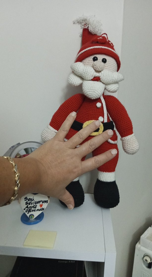 Renkli Kırmızı Amigurumi Noel Baba Figürü - Görsel 2