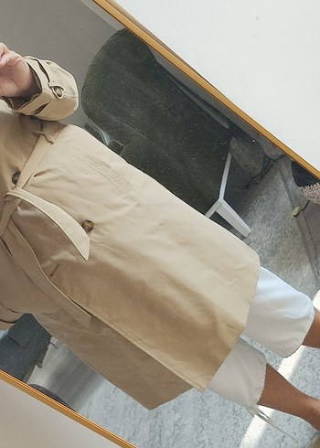 46 beden Bej Kuşaklı Kadın Trençkot - Görsel 7