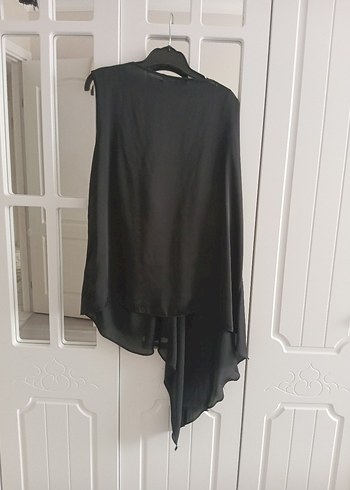 Siyah V Yaka Drapeli Kadın Bluz - Görsel 4