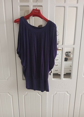 Mor Salaş Drapeli yarasa Kollu Bluz - Görsel 5