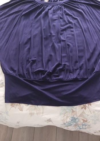 Mor Salaş Drapeli yarasa Kollu Bluz - Görsel 3