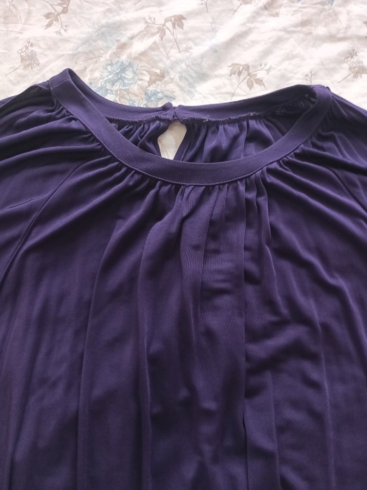 Mor Salaş Drapeli yarasa Kollu Bluz - Görsel 2