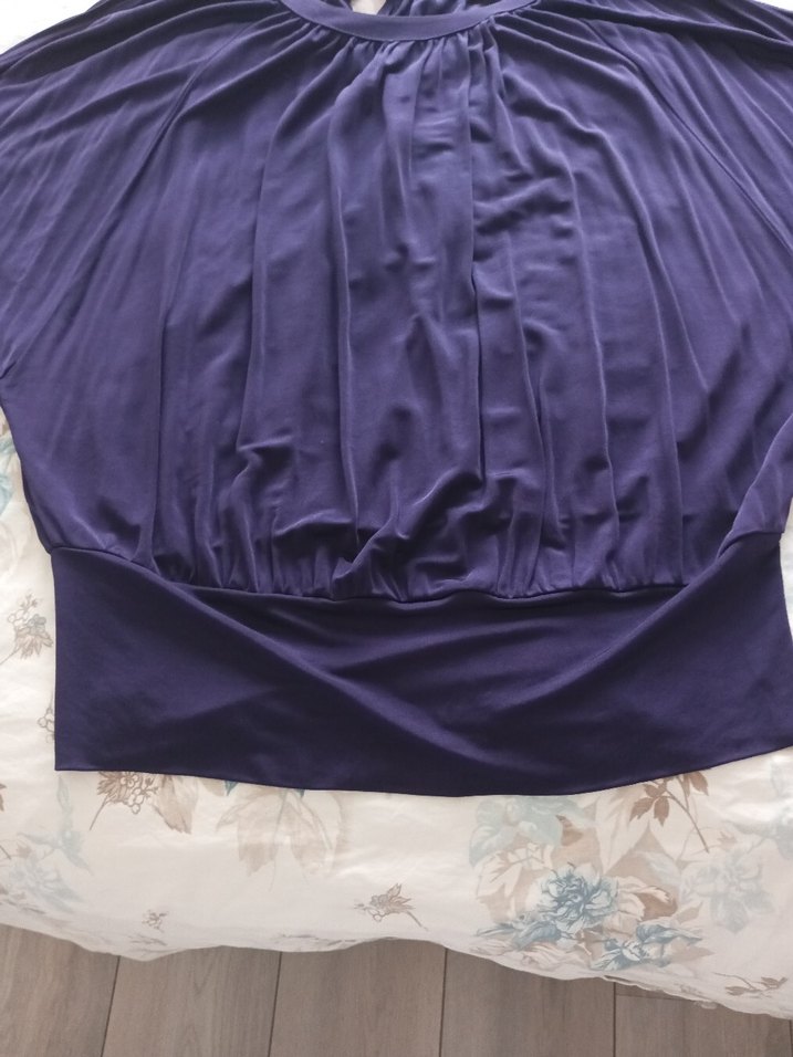 Mor Salaş Drapeli yarasa Kollu Bluz - Görsel 3