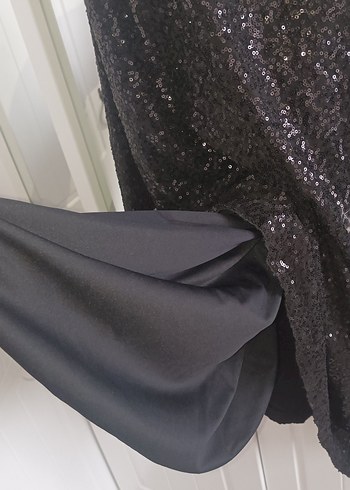 Siyah Uzun Drapeli Abiye Elbise - Görsel 6