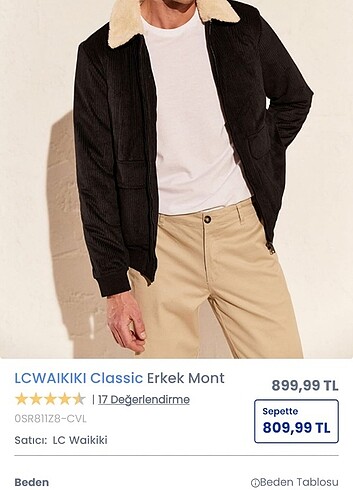 LC Waikiki erkek siyah kadife mont 