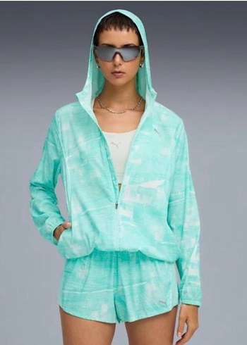 Puma Mint Yesili Kapusonlu Yagmurluk