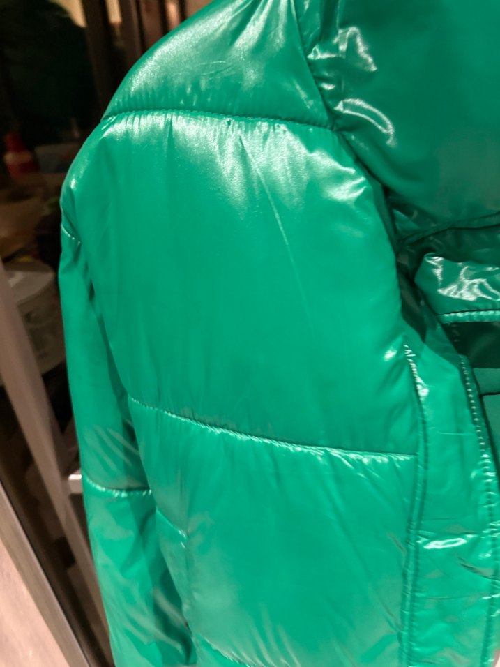 Yeşil Parlak Kadın Kışlık Mont - Görsel 3