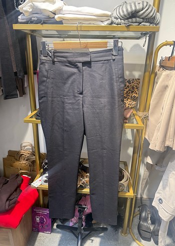 Gri Kadın Midi Kumaş Pantolon - Görsel 2