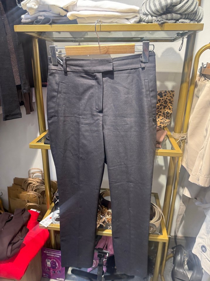 Gri Kadın Midi Kumaş Pantolon - Görsel 3