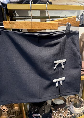 Gri Mini Etek Fiyonklu Detaylı - Görsel 7