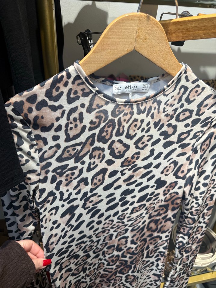 Kahverengi Leopar Desenli Uzun Kadın Elbise - Görsel 5