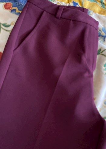 Bordo Kadın Midi Kumaş Pantolon - Görsel 3