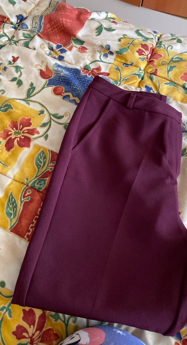 Bordo Kadın Midi Kumaş Pantolon - Görsel 4