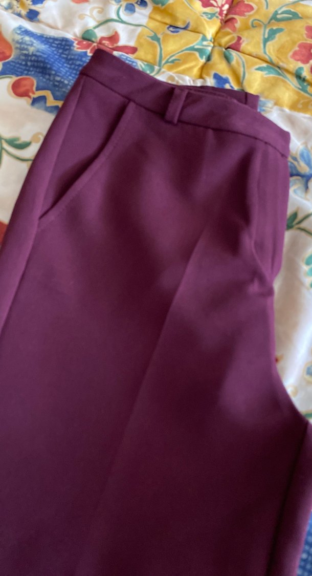 Bordo Kadın Midi Kumaş Pantolon - Görsel 3