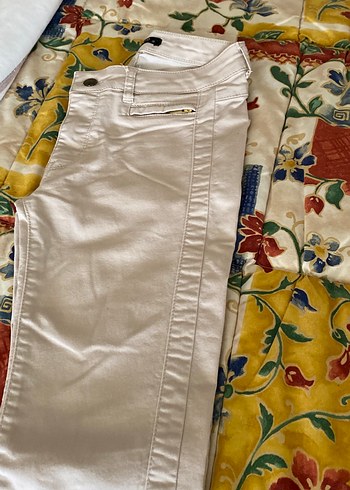 Bej rengi Pamuklu Fermuarlı Salaş Kadın Pantolon - Görsel 4