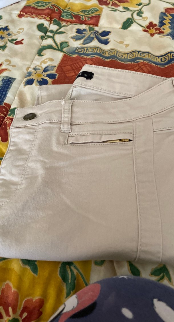 Bej rengi Pamuklu Fermuarlı Salaş Kadın Pantolon - Görsel 2