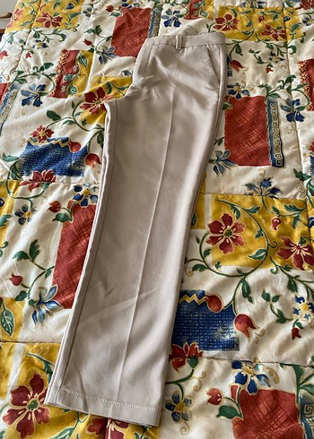 Bej Kadın Pamuklu Midi Kumaş Pantolon - Görsel 5