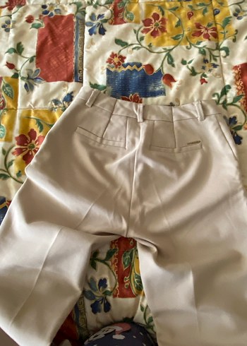 Bej Kadın Pamuklu Midi Kumaş Pantolon - Görsel 2