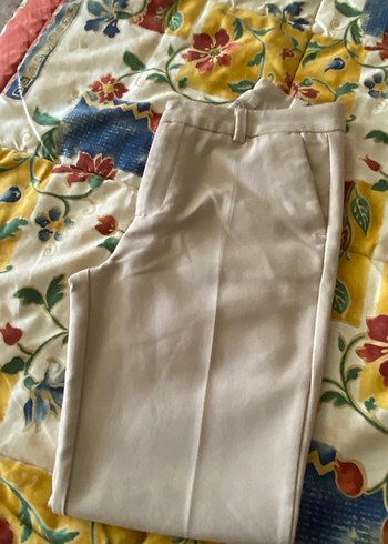 Bej Kadın Pamuklu Midi Kumaş Pantolon - Görsel 6