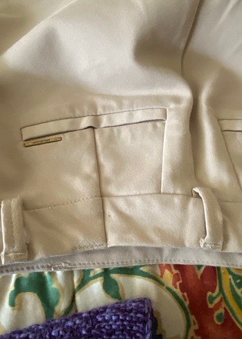 Bej Kadın Pamuklu Midi Kumaş Pantolon - Görsel 8