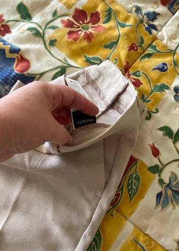 Bej Kadın Pamuklu Midi Kumaş Pantolon - Görsel 3