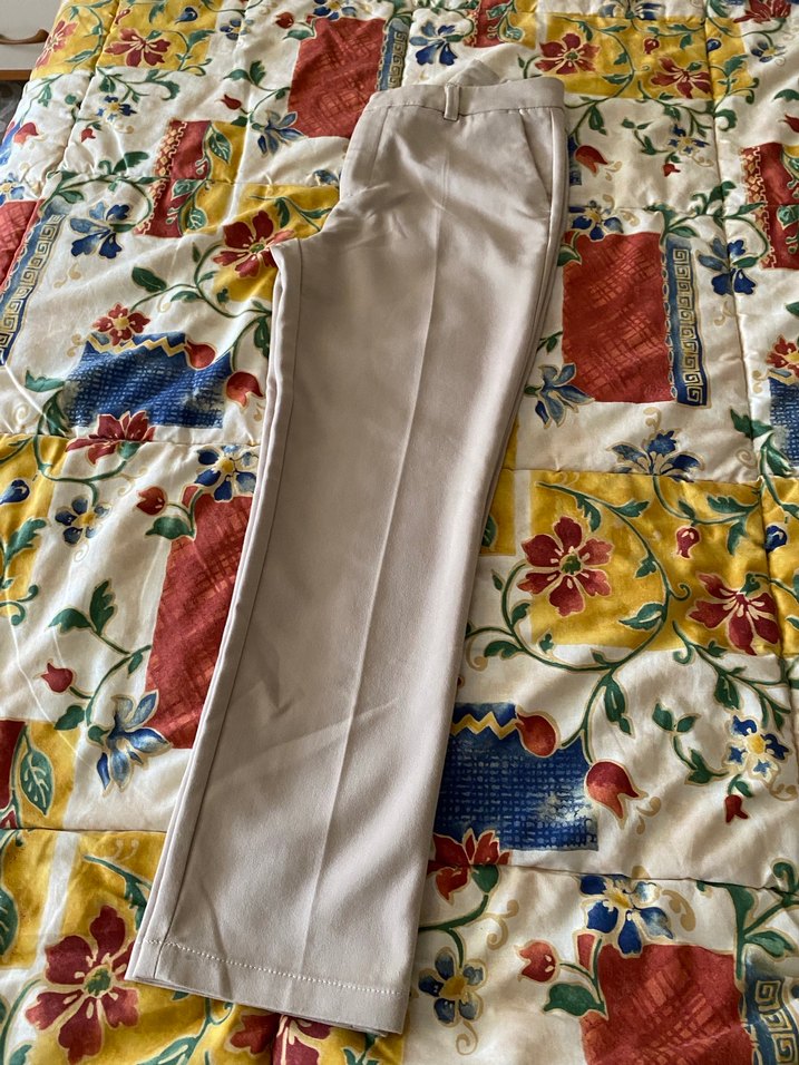 Bej Kadın Pamuklu Midi Kumaş Pantolon - Görsel 5