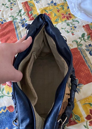 Pilise Detaylı Çok Renkli Deri Kadın Çanta - Görsel 6