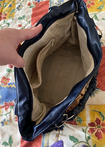 Pilise Detaylı Çok Renkli Deri Kadın Çanta - Görsel 7