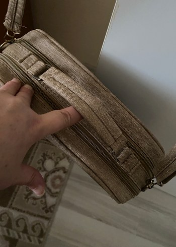 Bej Süet Fermuarlı Kadın Çanta - Görsel 3