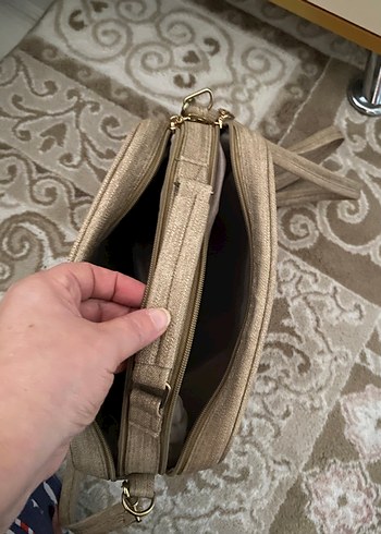 Bej Süet Fermuarlı Kadın Çanta - Görsel 4
