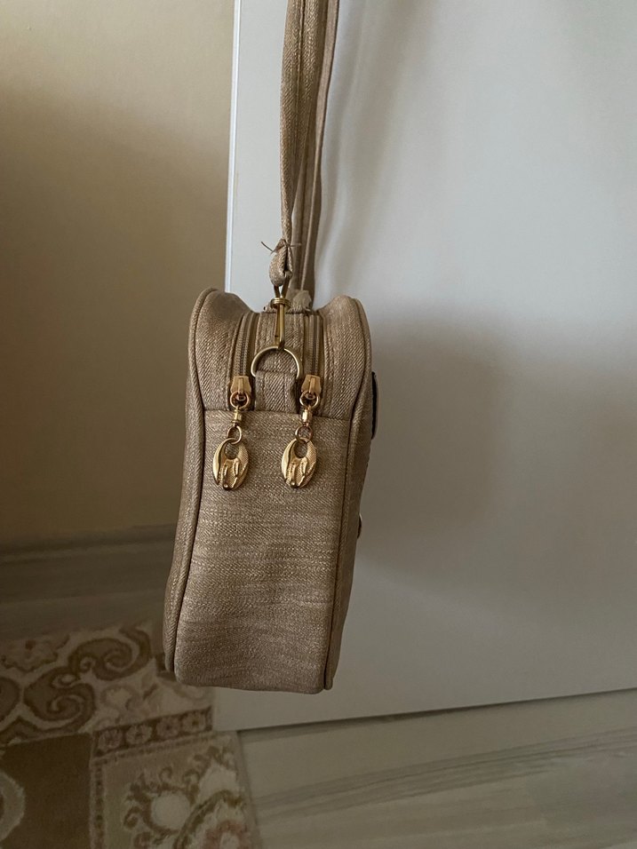 Bej Süet Fermuarlı Kadın Çanta - Görsel 2