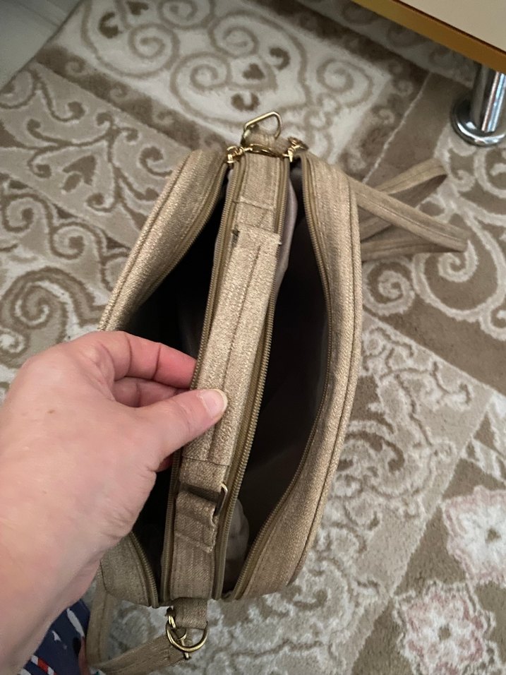 Bej Süet Fermuarlı Kadın Çanta - Görsel 4